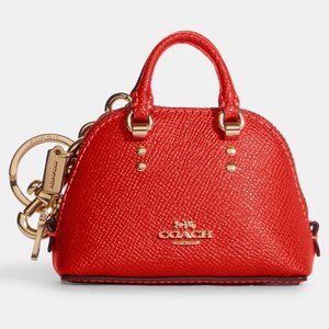 Coach Mini Katy Satchel Bag Charm Miami Red Key Fob